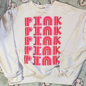 PINK Victoria's Secret White Sweatshirt with Pink Graphic